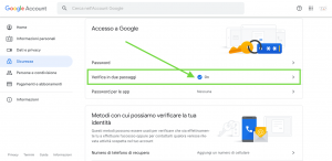 Google Account attivare autenticazione a due fattori