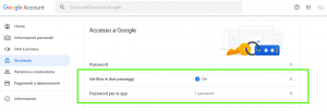Account Google verifica in due passaggi e password per le app