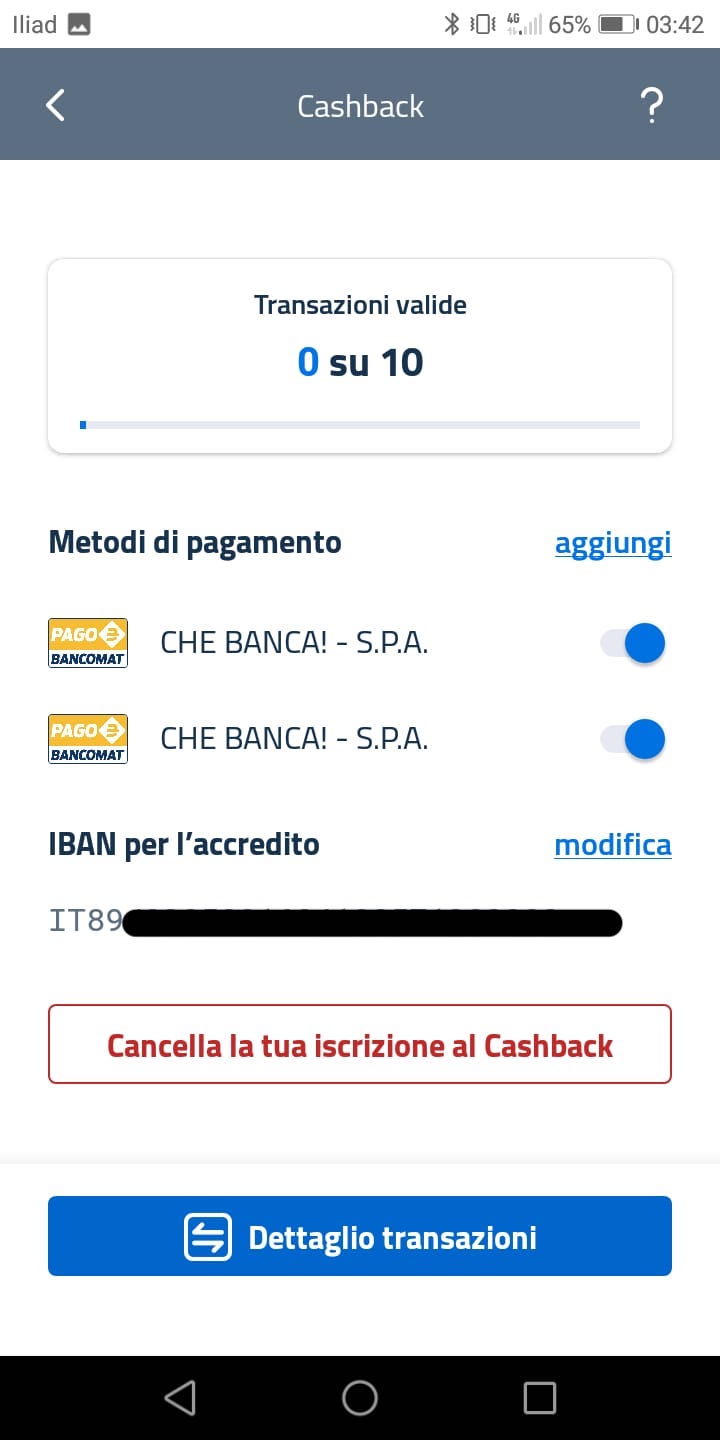 app io - metodi pagamento cashback