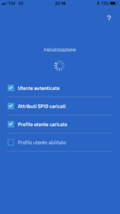 Schermata App IO bloccata in fase di inizializzazione: profilo utente abilitato NO