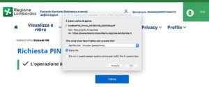 Richiesta online PIN Carta Regionale Servizi Lombardia: download pdf con i codici
